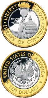 10 dollar coin Library of Congress  | USA 2000