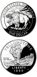 1 dollar coin Yellowstone National Park  | USA 1999