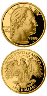 5 dollar coin George Washington  | USA 1999