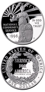 1 dollar coin National Community Service  | USA 1996