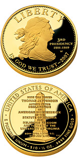 10 dollar coin Thomas Jefferson's Liberty  | USA 2007