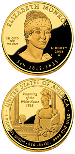 10 dollar coin Elizabeth Monroe  | USA 2008