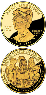 10 dollar coin Anna Harrison  | USA 2009