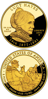 10 dollar coin Lucy Hayes  | USA 2011