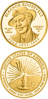 10 dollar coin Anna Eleanor Roosevelt  | USA 2014