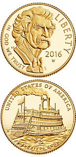 5 dollar coin Mark Twain  | USA 2016
