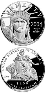 100 dollar coin American Eagle Platinum One Ounce Proof Coin | USA 2004