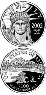 100 dollar coin American Eagle Platinum One Ounce Proof Coin | USA 2002