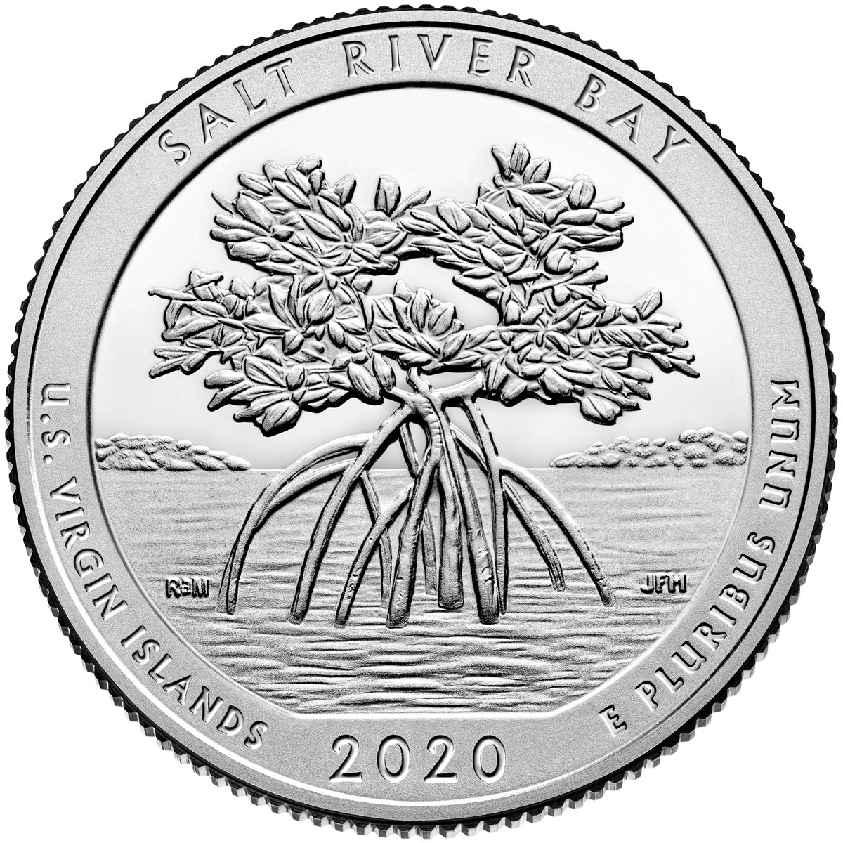 Image of 25 cents coin - Salt River Bay National Historical Park and Ecological Preserve | USA 2020.  The Copper–Nickel (CuNi) coin is of Proof, BU, UNC quality.