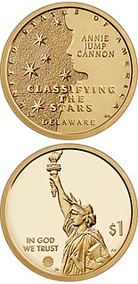 1 dollar coin Delaware -  The System for Slassifying the Stars - Annie Jump Cannon  | USA 2019