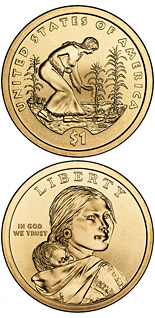 1 dollar coin Spread of Three Sisters Agriculture  | USA 2009