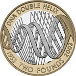 2 pound coin 50th anniversary of the discovery of the structure of DNA | United Kingdom 2003