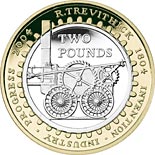 2 pound coin Bicentenary of the first railway locomotive | United Kingdom 2004