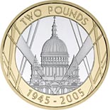 2 pound coin 60th anniversary of the end of the Second World War | United Kingdom 2005