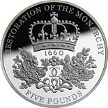 5 pound coin The 350th anniversary of the Restoration of the Monarchy | United Kingdom 2010