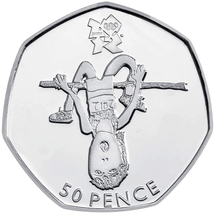 Image of 50 pence coin - Athletics | United Kingdom 2009.  The Silver coin is of BU, UNC quality.
