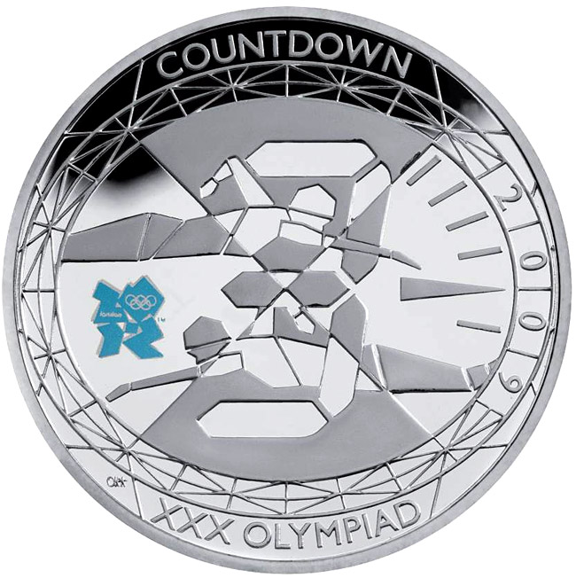Image of 5 pounds coin - Countdown to London 2012 – 3 | United Kingdom 2009.  The Silver coin is of Proof, BU quality.
