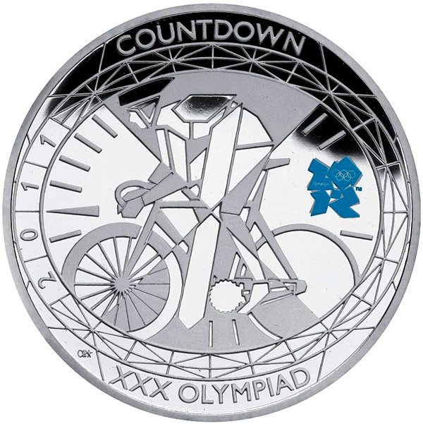 Image of 5 pounds coin - Countdown to London 2012 – 1 | United Kingdom 2011.  The Silver coin is of Proof, BU quality.