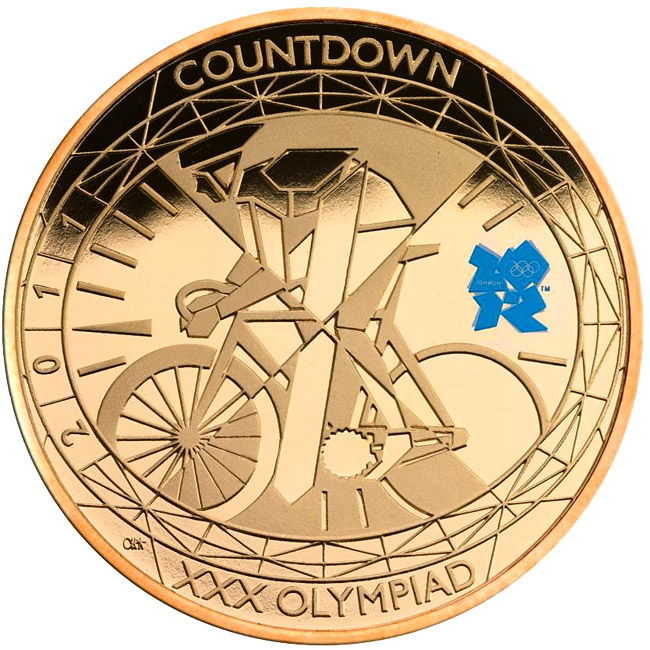 Image of 5 pounds coin - Countdown to London 2012 – 1 | United Kingdom 2011.  The Gold coin is of Proof quality.
