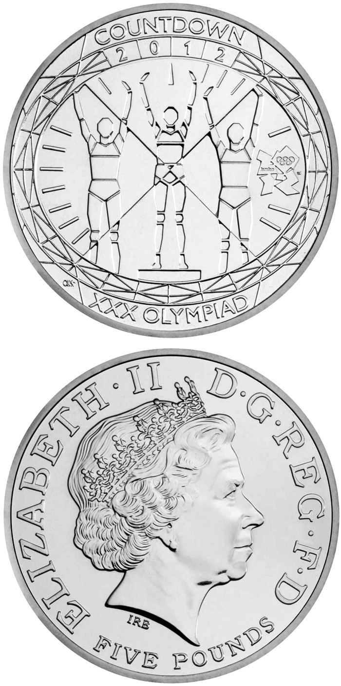 Image of 5 pounds coin - Countdown to London 2012 | United Kingdom 2012.  The Silver coin is of Proof, BU quality.