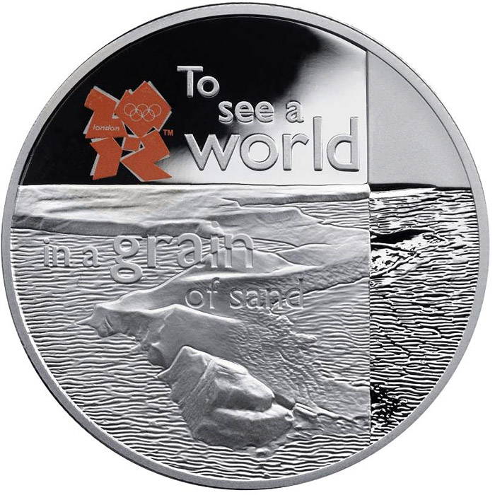 Image of 5 pounds coin - The Coastline of Britain | United Kingdom 2010.  The Silver coin is of Proof quality.