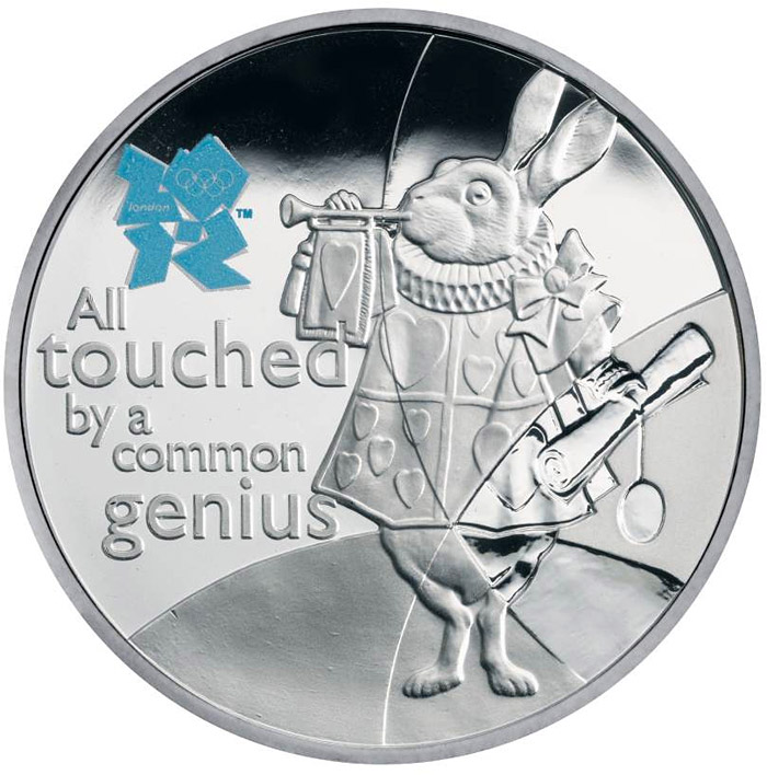 Image of 5 pounds coin - Humour | United Kingdom 2010.  The Silver coin is of Proof quality.