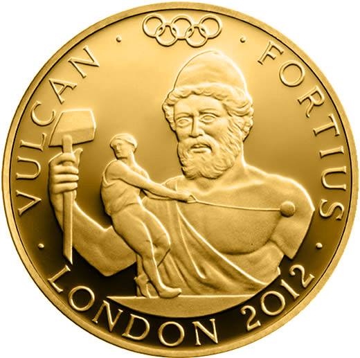 Image of 25 pounds coin - Stronger - Vulcan | United Kingdom 2012.  The Gold coin is of Proof quality.