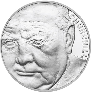 Image of 5 pounds coin - The 50th Anniversary of the Death of Sir Winston Churchill  | United Kingdom 2015.  The Copper–Nickel (CuNi) coin is of BU quality.