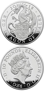 10 pound coin The Red Dragon of Wales | United Kingdom 2018