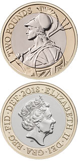 2 pound coin Antony Dufort’s Britannia | United Kingdom 2018