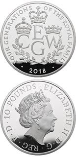 10 pound coin The Four Generations of Royalty | United Kingdom 2018