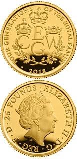 25 pound coin The Four Generations of Royalty | United Kingdom 2018