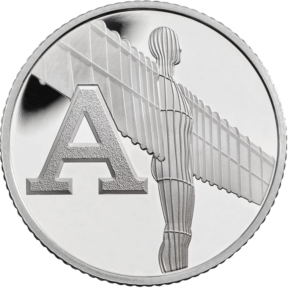 Image of 10 pences coin - A - Angel of the North | United Kingdom 2018.  The Silver coin is of Proof, UNC quality.