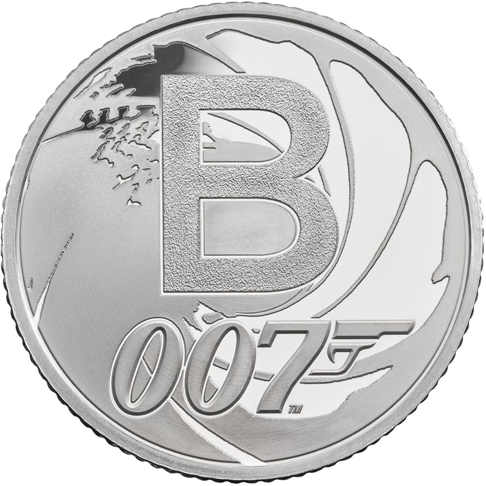 Image of 10 pences coin - B - Bond... James Bond | United Kingdom 2018.  The Silver coin is of Proof, UNC quality.
