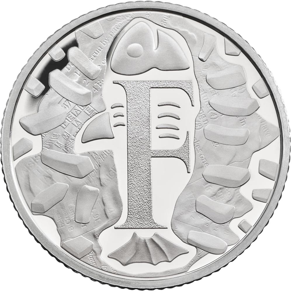 Image of 10 pences coin - F - Fish and Chips | United Kingdom 2018.  The Silver coin is of Proof, UNC quality.