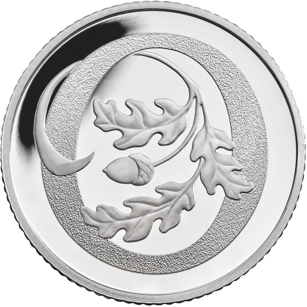 Image of 10 pences coin - O - Oak Tree  | United Kingdom 2018.  The Silver coin is of Proof, UNC quality.