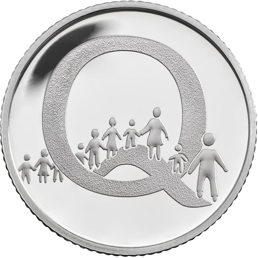 Image of 10 pences coin - Q – Queuing | United Kingdom 2018.  The Silver coin is of Proof, UNC quality.