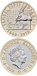 2 pound coin 350 years since the final entry of Samuel Pepys' famed diary | United Kingdom 2019