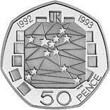 50 pence coin United Kingdom's Presidency of the Council of Ministers and the completion of the Single European Market | United Kingdom 1992