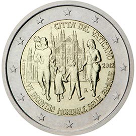 Image of 2 euro coin - 7th  World Meeting of Families  | Vatican City 2012