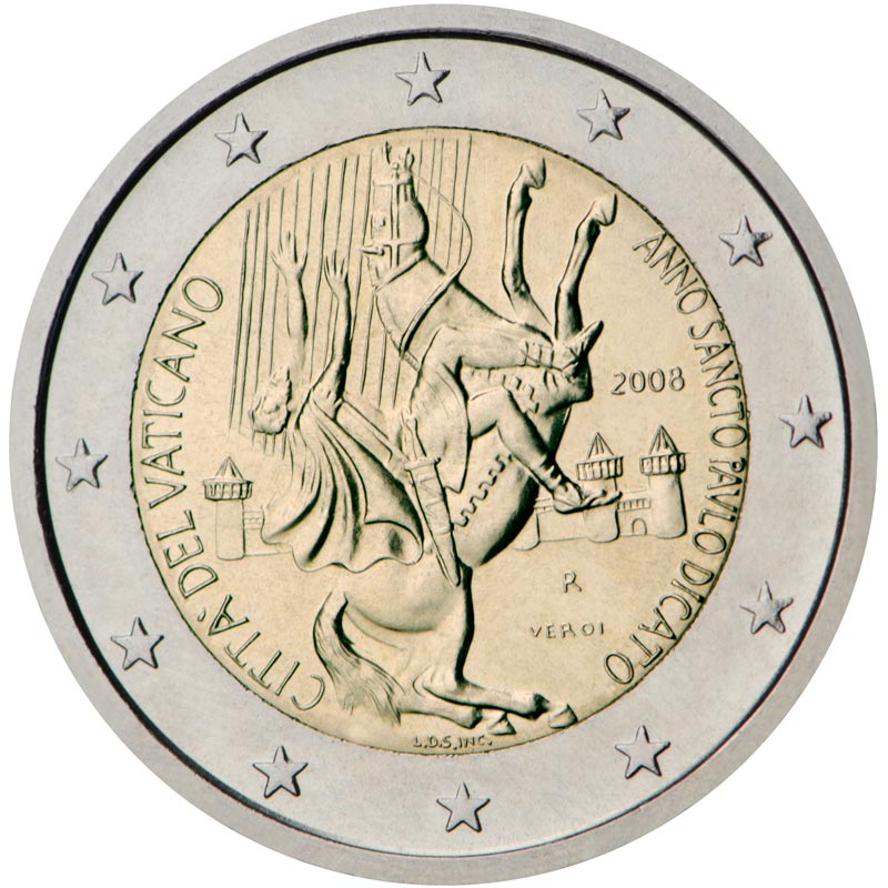 Image of 2 euro coin - Paul the Apostle | Vatican City 2008