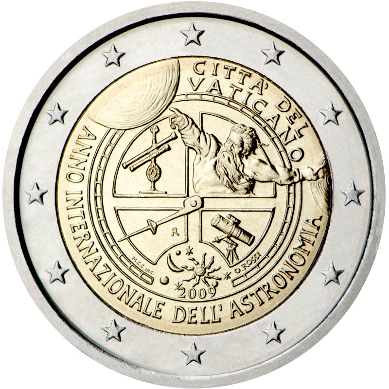 Image of 2 euro coin - International Year of Astronomy | Vatican City 2009