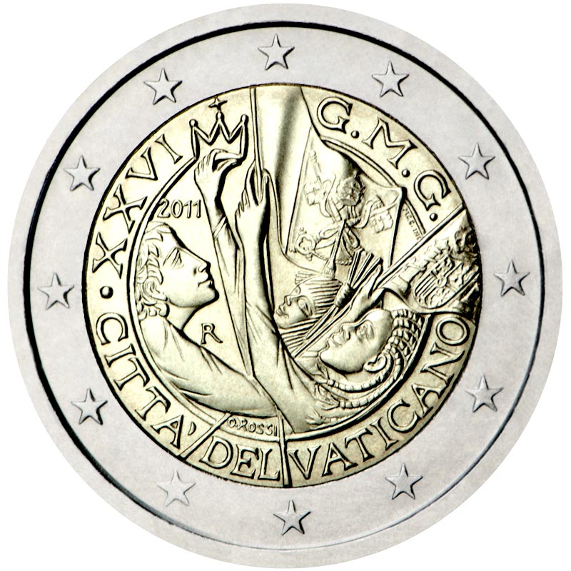Image of 2 euro coin - XXVI World Youth Day Madrid 2011 | Vatican City 2011
