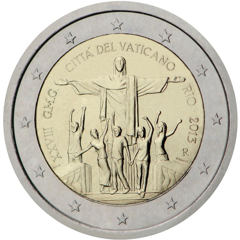 Image of 2 euro coin - World Youth Day 2013 - Rio | Vatican City 2013