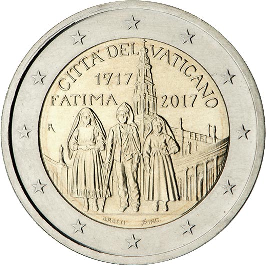 Image of 2 euro coin - Centenary of the Fatima apparitions | Vatican City 2017