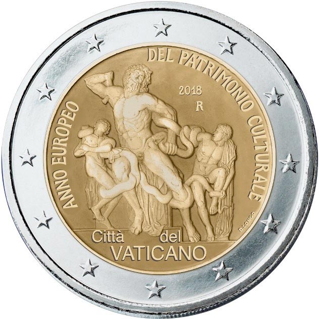 Image of 2 euro coin - European Year of Cultural Heritage | Vatican City 2018