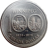1 dollar Winnipeg's centennial - 1974 - Series: Commemorative Circulation Loonies - Canada
