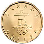 1 dollar OLYMPIC Lucky Loonie - 2010 - Series: Commemorative Circulation Loonies - Canada