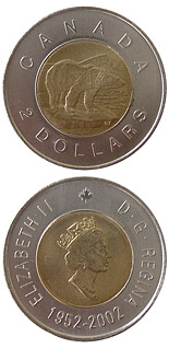 2 dollars The 50th anniversary of Queen Elizabeth's reign - 2002 - Series: Commemorative Circulation Toonies - Canada