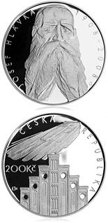 Image of 200 koruna coin - 100th anniversary of death of architect Josef Hlávka | Czech Republic 2008.  The Silver coin is of Proof, BU quality.